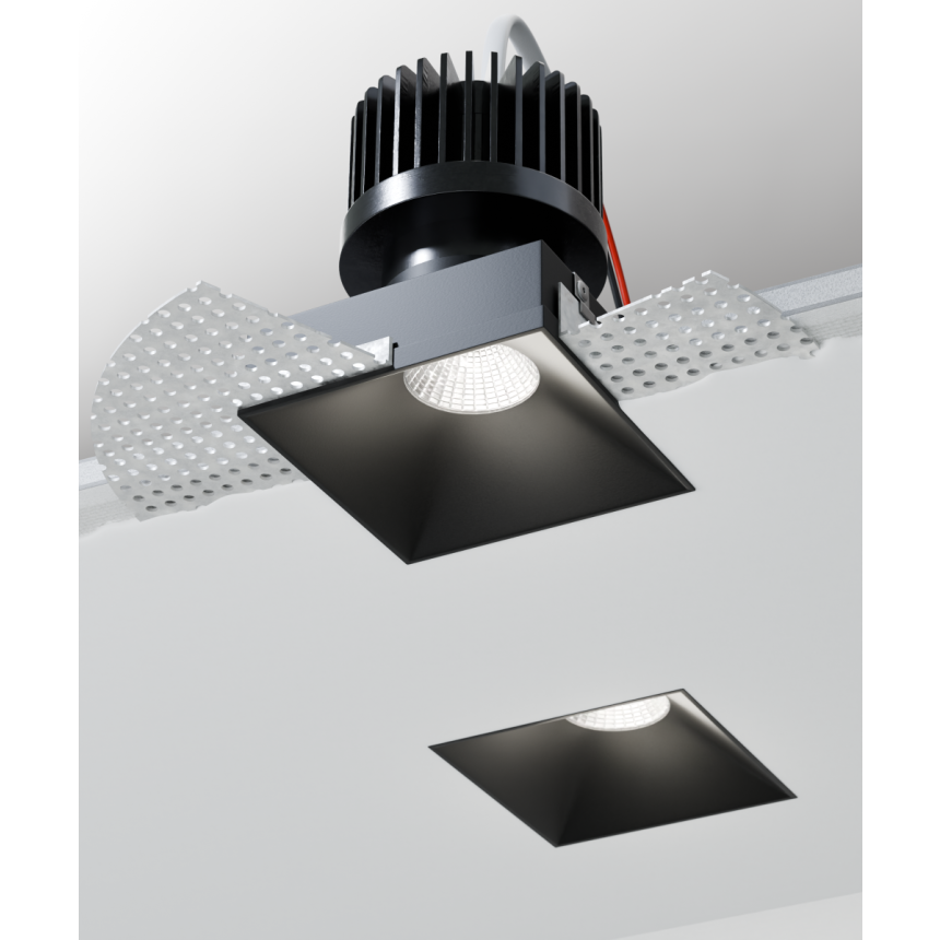 Alcon 14074-S Trimless Square Recessed Light, shown in a Black finish