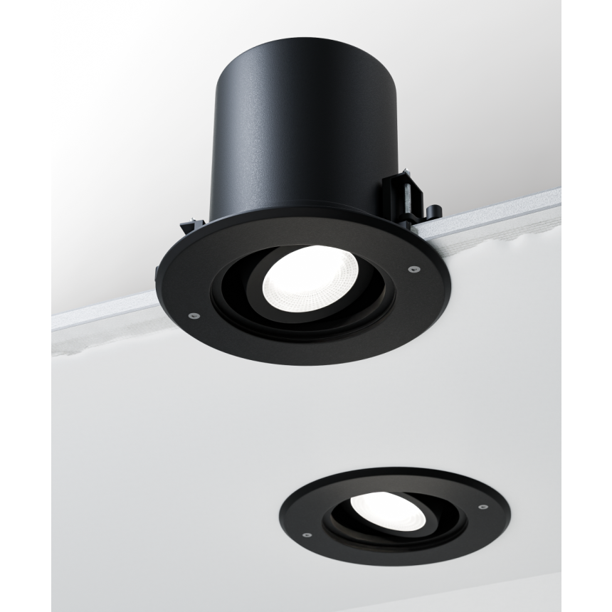 Alcon 14078-ADJ-4 Round Vandal Resistant Exterior Adjustable Can Light shown in a Black finish