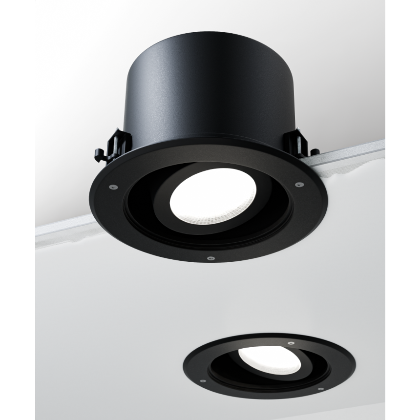 Alcon 14078-ADJ-6 Round Vandal Resistant Exterior Adjustable Can Light shown in a Black finish