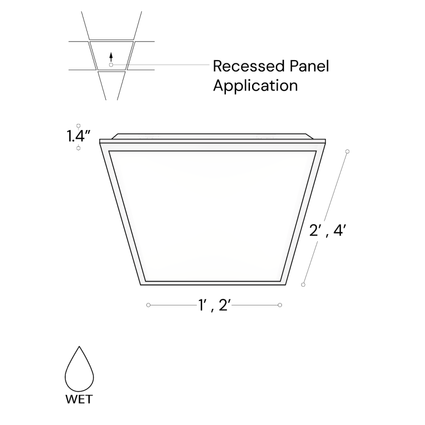 Alcon Lighting 14082-R LED Recessed Troffer Panel LED light for wet location applications.