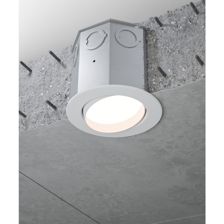 14106-4ND-ADJ-BA Adjustable Low-Glare Baffle Recessed Concrete Ceiling Downlight shown in a White finish