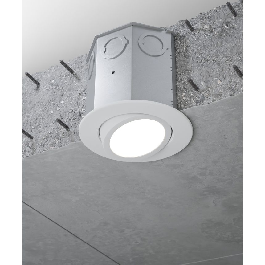 14106-4ND-ADJ Adjustable Gimbal Recessed Concrete Ceiling Downlight shown in a White finish