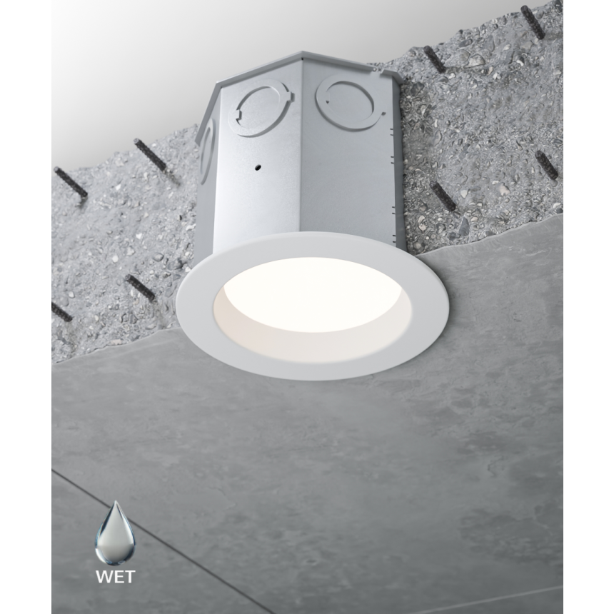 Alcon 14106-4ND Round Dim-to-Warm Concrete Ceiling Recessed Downlight shown in a White finish