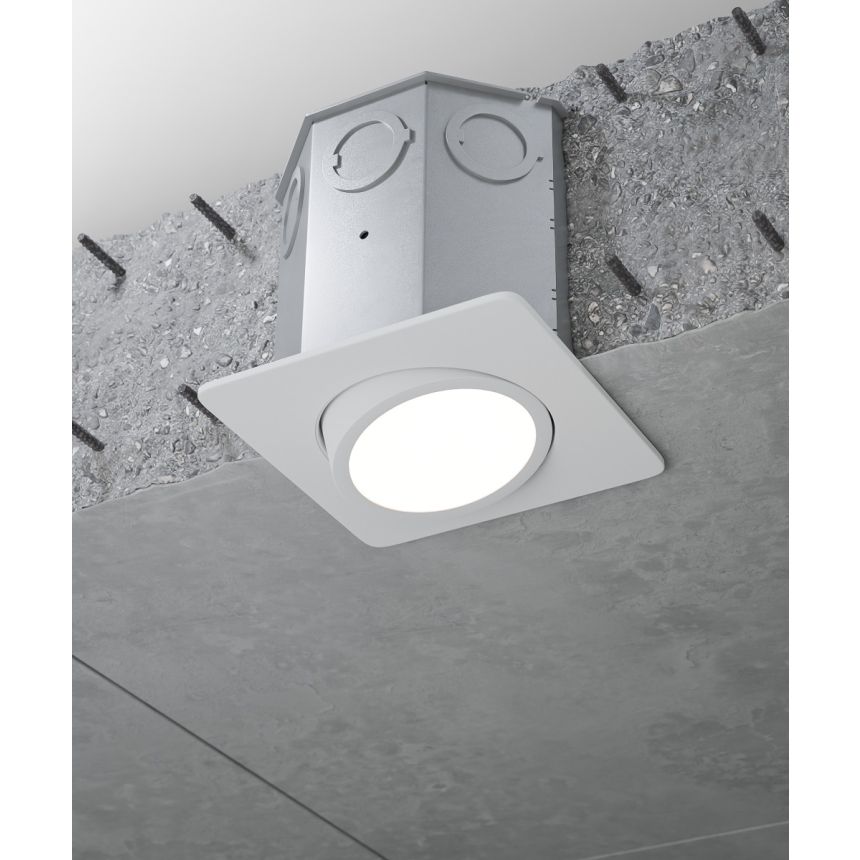 14106-SQN4-ADJ Square Adjustable Gimbal Recessed Concrete Ceiling Downlight shown in a White finish