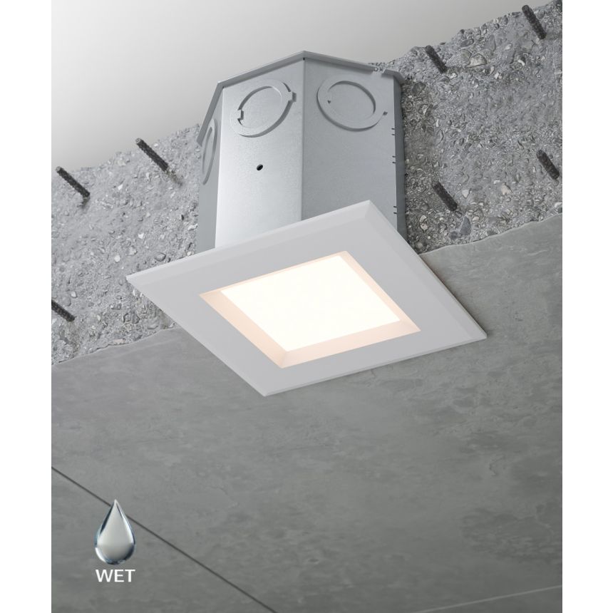 14106-SQN4-D Square Architectural Recessed Concrete Ceiling Downlight shown in a White finish