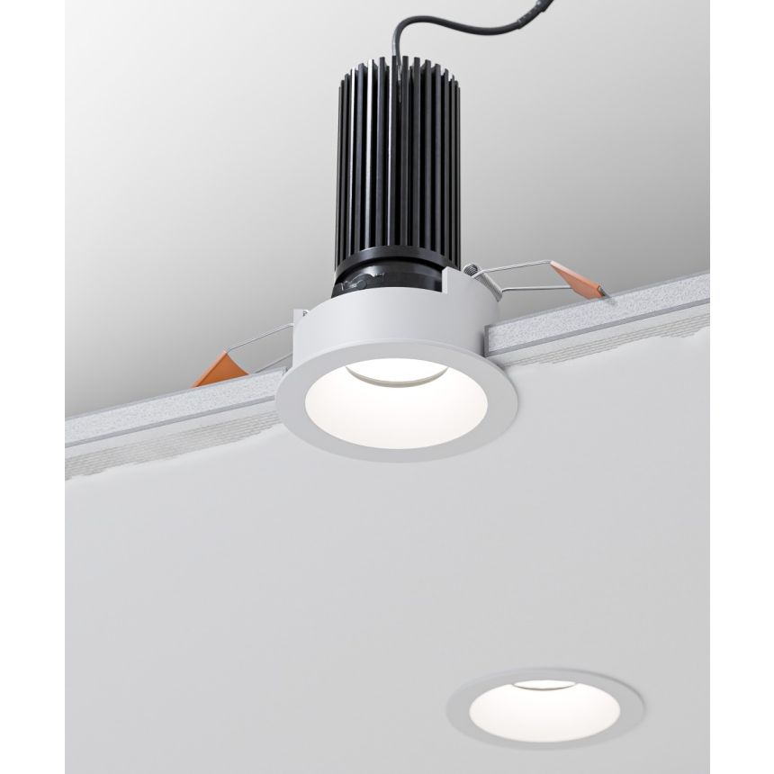 Alcon 14119-2ND-TFWH Recessed Adjustable Downlight shown with a round White trim and White reflector finish