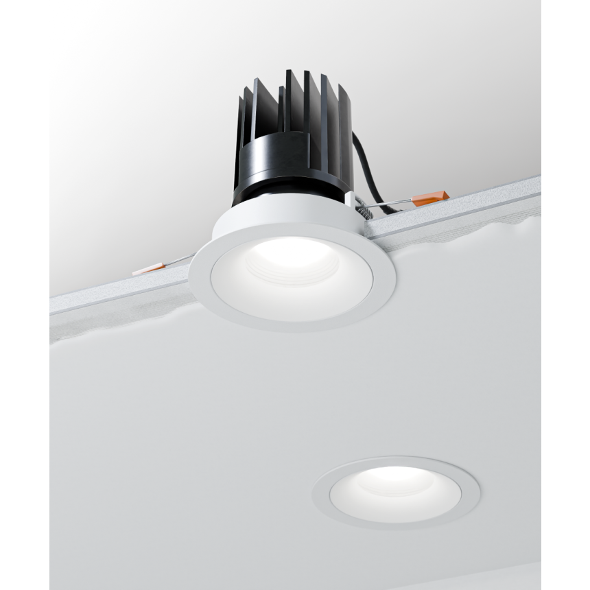 Alcon 14119-R-ADJ Round Recessed Adjustable Light shown in a White finish