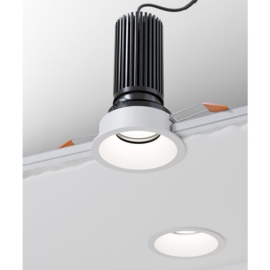 Alcon 14119-3ND-TFWH Recessed Adjustable Downlight shown with a round White trim and White reflector finish