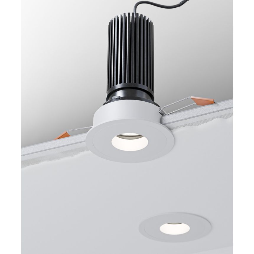 Alcon 14119-3ND-TFWH-PWW Recessed Adjustable Downlight Pinhole Round shown with a round White trim and White reflector finish