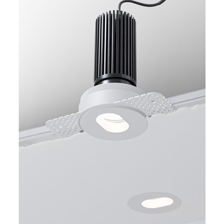 Alcon 14119-3ND-TL-O  Recessed Adjustable Downlight Pinhole Oval Trimless shown in a White finish