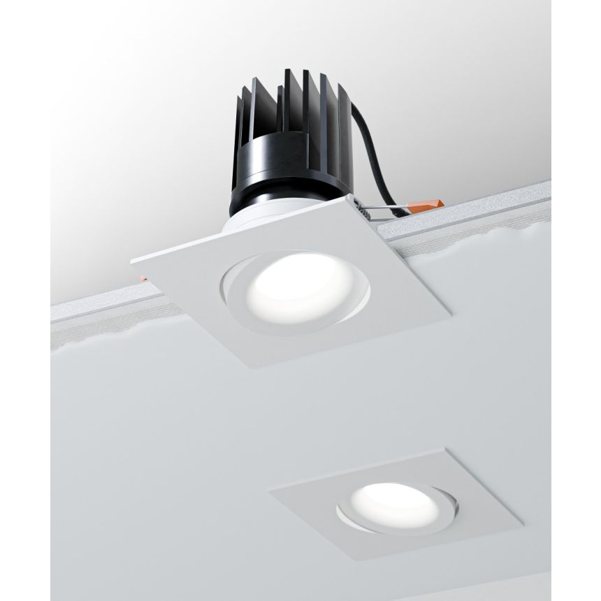 Alcon 14119-S-ADJ Square Recessed Adjustable Light shown in a White finish