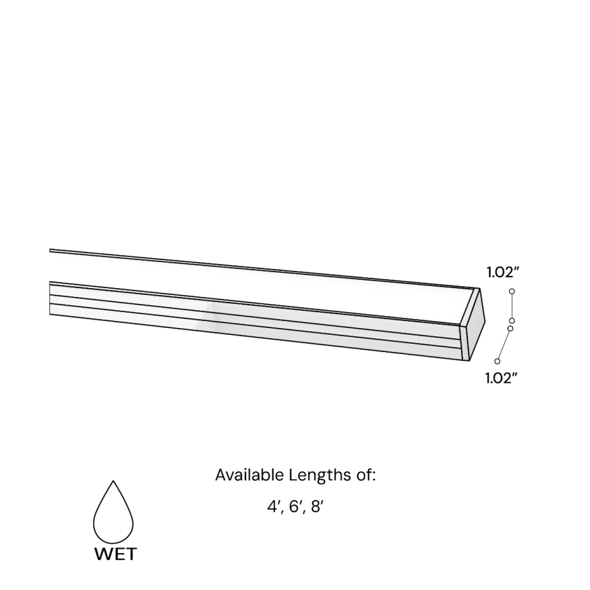 Alcon 14120 RGBW Color tunable linear in-ground light shown in a silver finish.