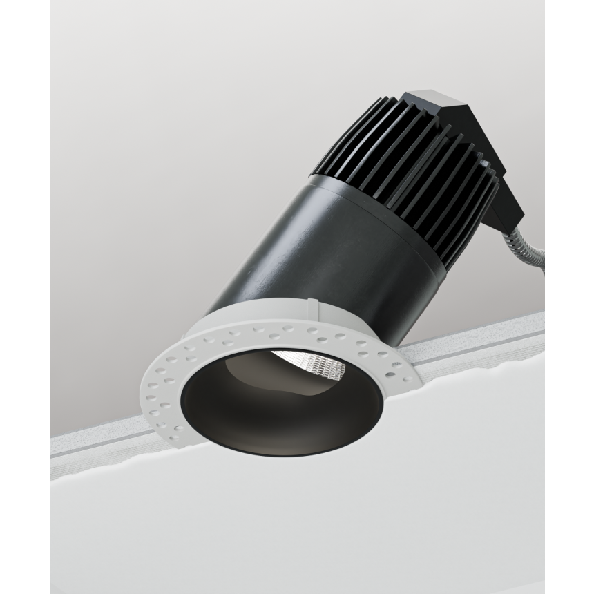 Alcon 14121-ADJ40 Trimless Recessed 40º Tilt Adjustable Light shown in a Black finish 