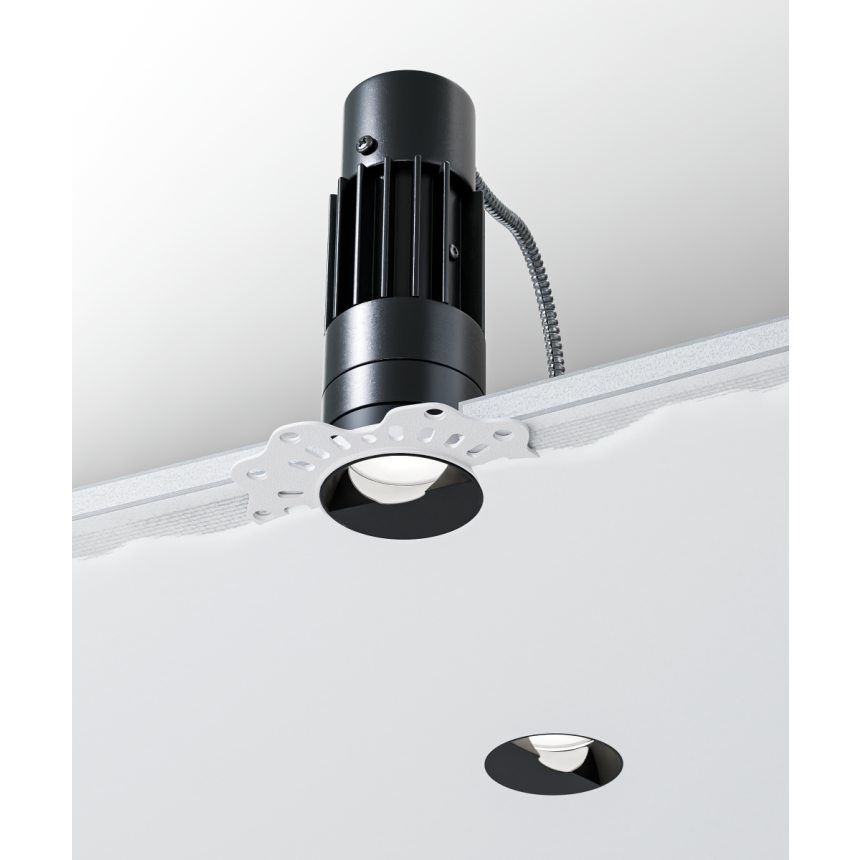 Alcon 14122-R-TL-WW Trimless Round Recessed Wall wash Light shown in a Black finish