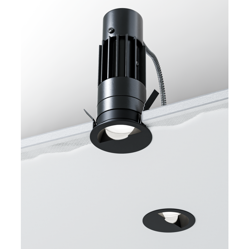Alcon 14122-R-WW Round Recessed Wall Wash Light shown in a Black finish 