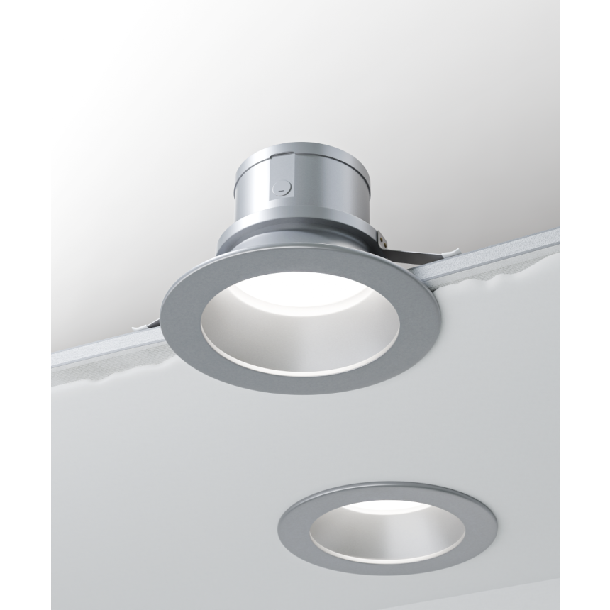 Alcon 14123-4R Round Recessed Light shown in a Satin haze finish 