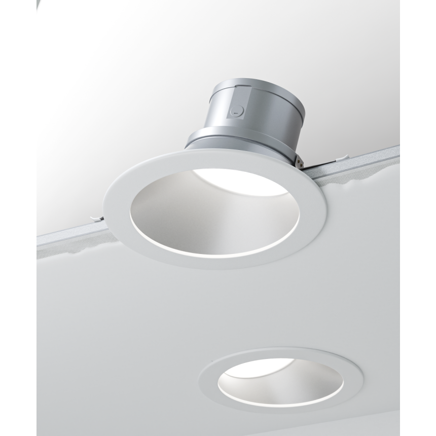 Alcon 14123-4R-WW Round Recessed Wall Wash Light shown in a White and Satin haze finish