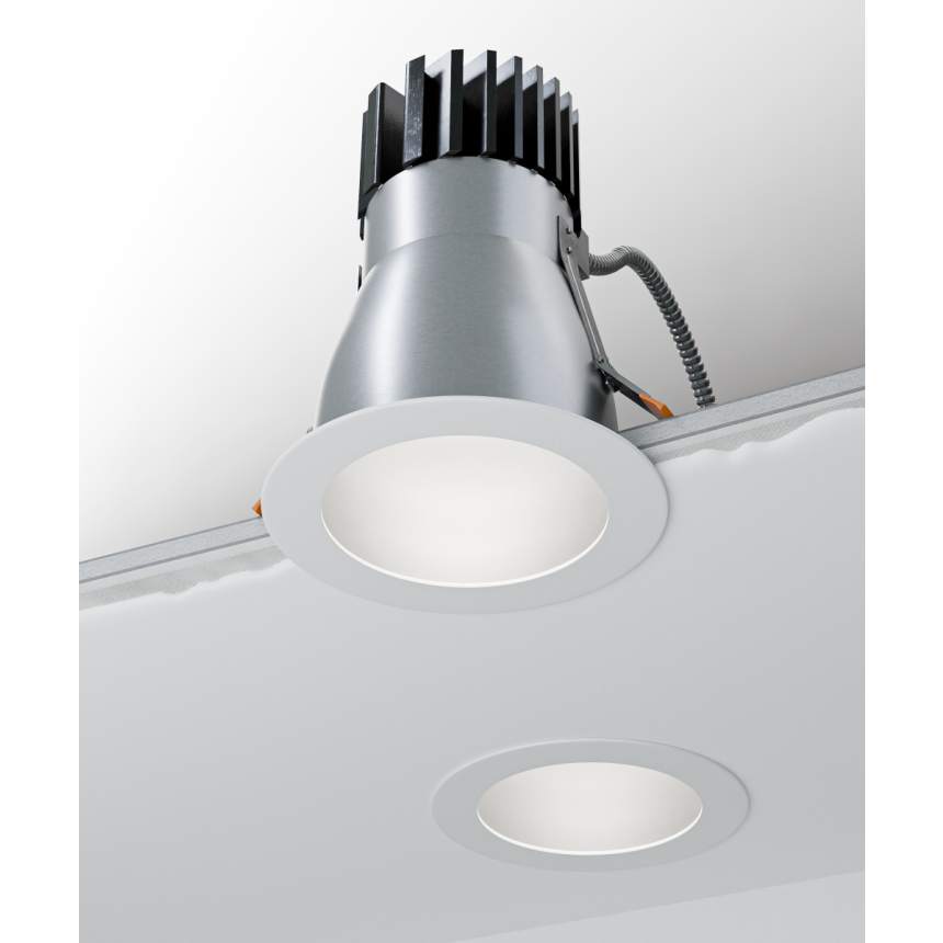 Alcon 14124-4 Round Recessed Deep Regressed Commercial Light shown in a White finish 