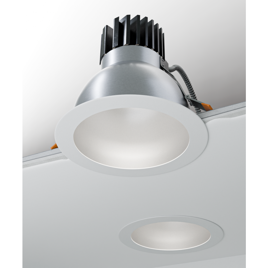 Alcon 14124-8 Round Recessed Deep Regressed Commercial Light shown in a White finish 