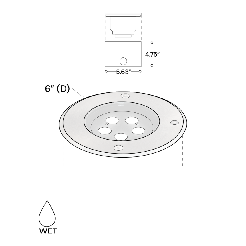 Alcon 14127 RGBW Color tunable in-ground can light shown in a silver finish.