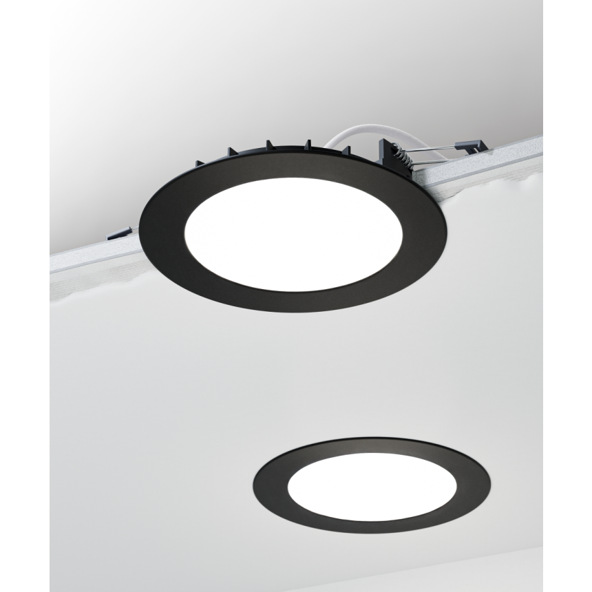 Alcon 14133-4 Round Shallow canless Recessed Light shown in a Black finish