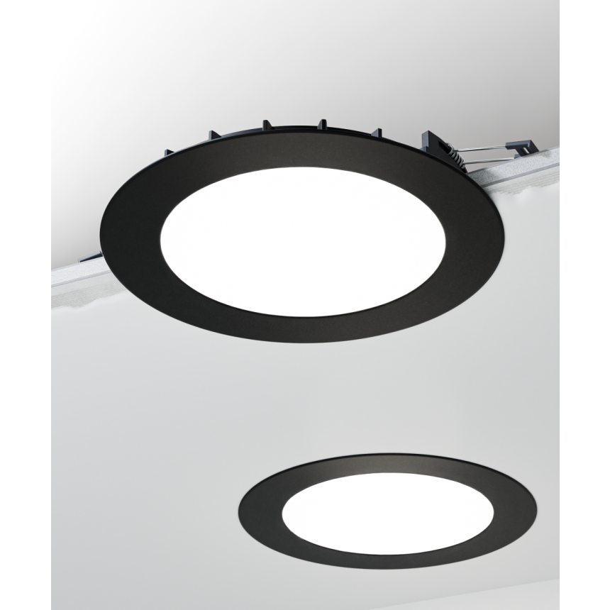 Alcon 14133-6 Round Shallow canless Recessed Light shown in a Black finish 