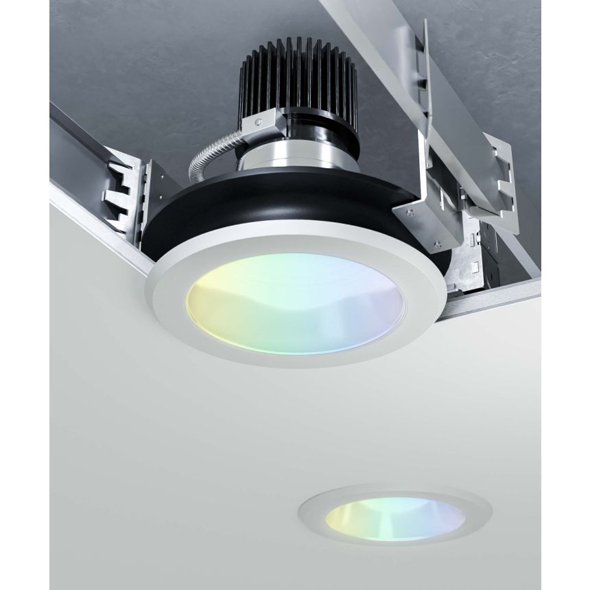 Alcon 14134-6 RGBW Color-Changing LED Recessed Downlight shown in a White finish