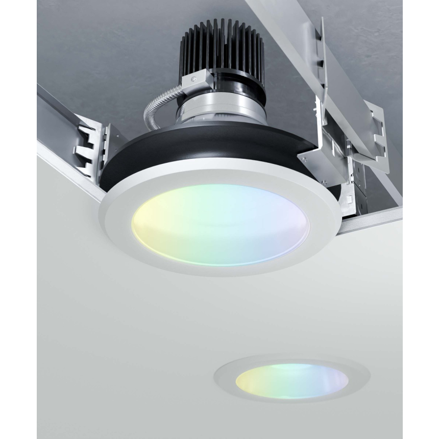 Alcon 14134-8 RGBW Color-Changing LED Recessed Downlight shown in a White finish