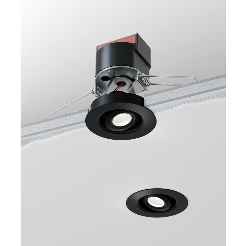 Alcon 14142-R-ADJ Recessed Mini Round Adjustable Outdoor Light shown in a  Black finish