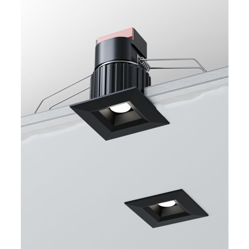Alcon 14142-S-DIR Recessed Mini Square Fixed Outdoor Light shown in a Black finish