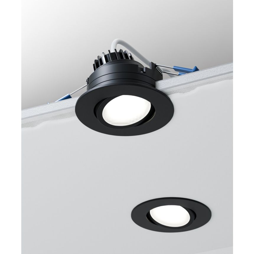 Alcon 14144-R-ADJ Recessed Dimmable Adjustable Downlight shown in a Black finish