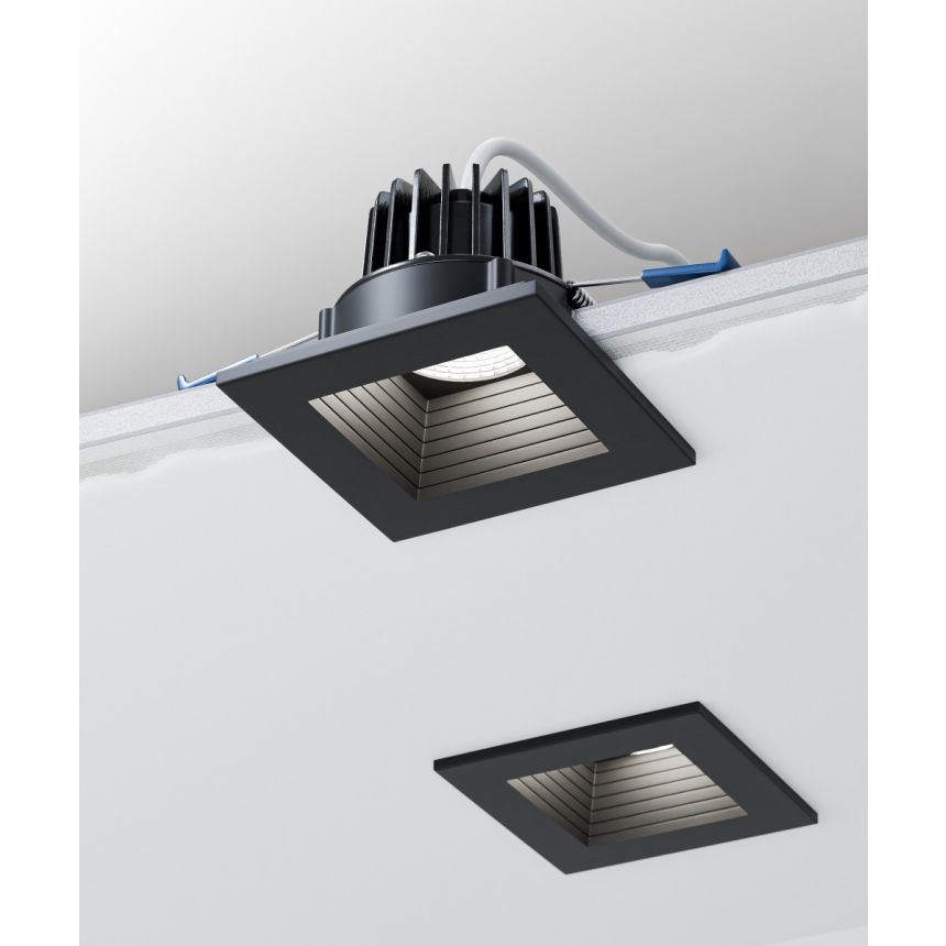 Alcon 14144-S-DIR-B Square Recessed Baffled Downlight shown in a Black finish