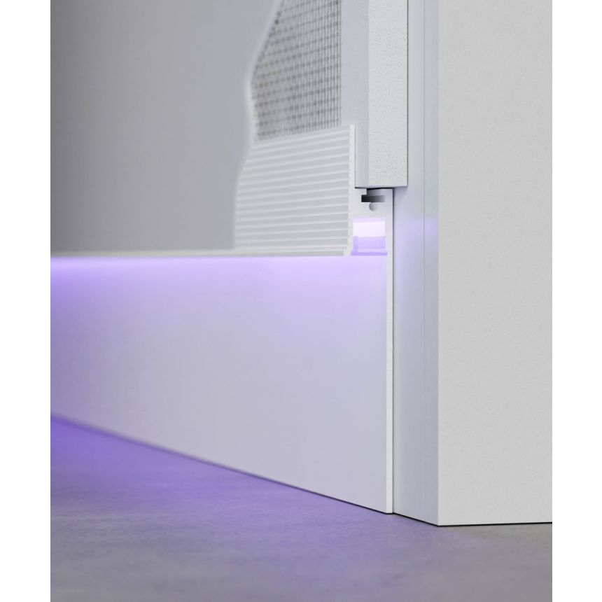 Alcon 15244-S-RGBW Straight Toe-Kick Color-Changing LED Baseboard shown in a White finish
