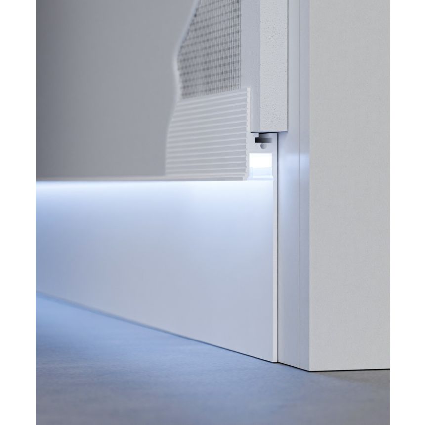 Alcon 15244-S-RGBW Straight Toe-Kick Color-Changing LED Baseboard shown in a White finish