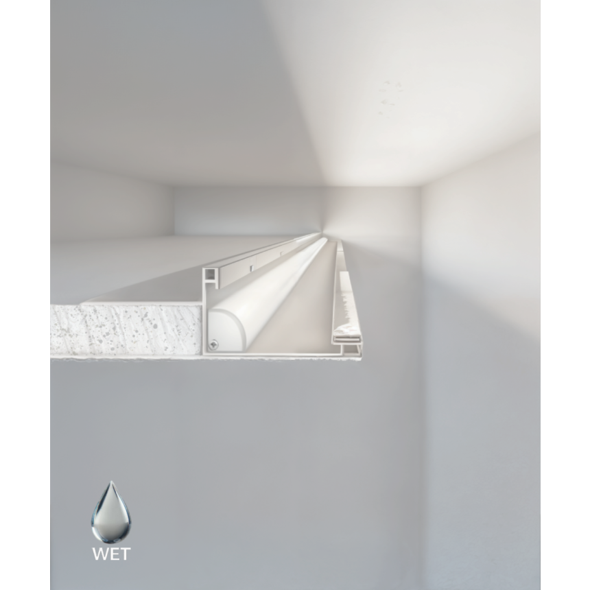 Alcon 15255 tunable linear cove light shown in a steel finish.