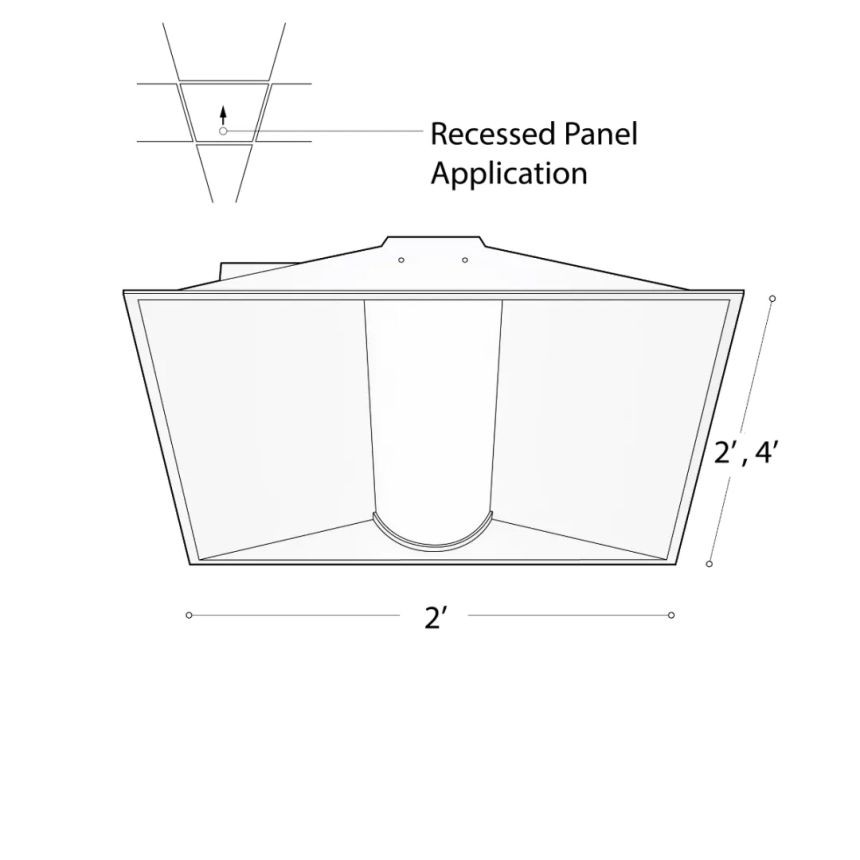 Alcon 24000 Perforated Metal Center-Basket Recessed LED Troffer Light shown in a White finish