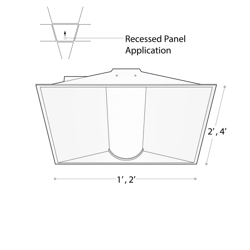Alcon 24000 Perforated Metal Center-Basket Recessed LED Troffer Light shown in a White finish