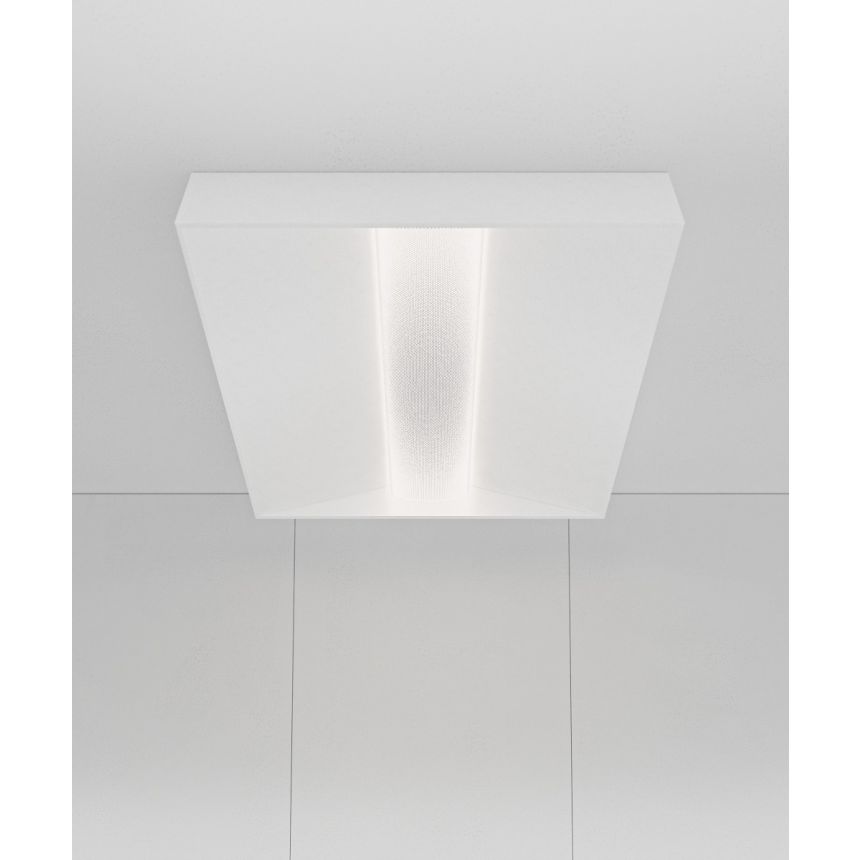 Alcon 24000-S Surface-Mount Perforated Metal Center-Basket LED Troffer Ceiling Light shown in a White finish