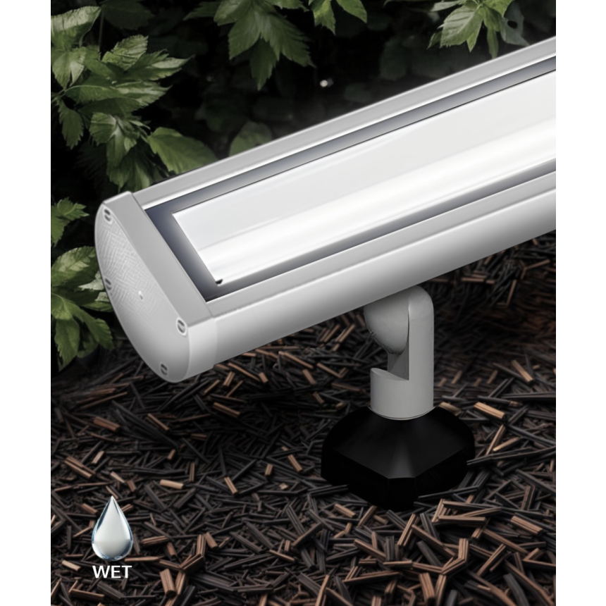 Outdoor Linear LED Commercial Sign Light 31024 shown in options of Aged Bronze, Black, Green, or White finishes.