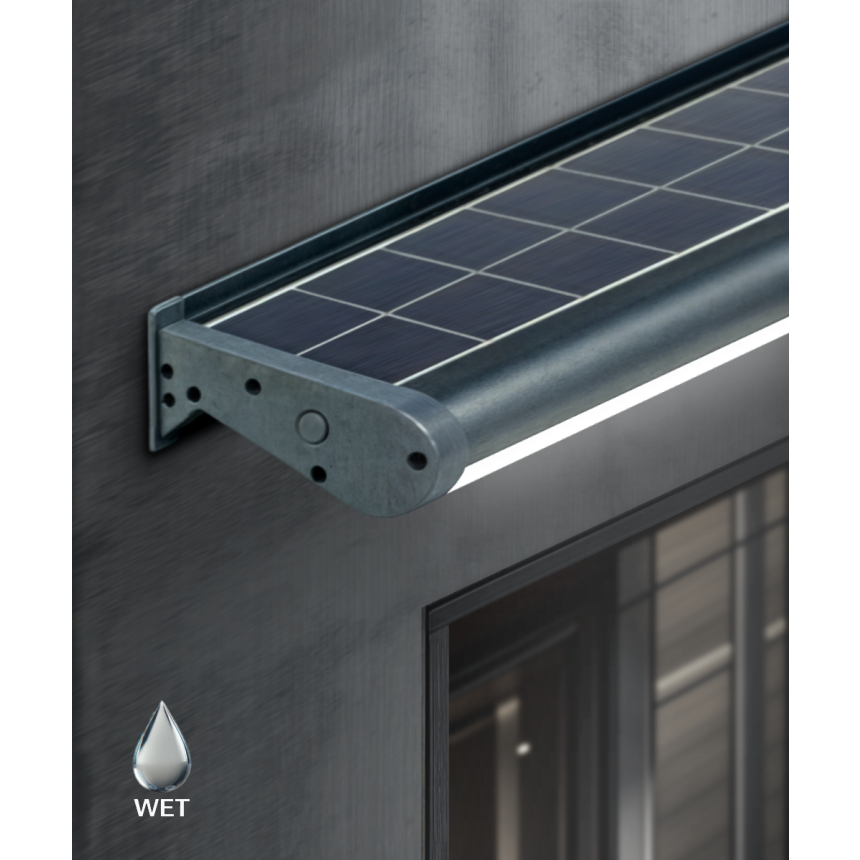 Outdoor Commercial Solar-Powered LED Sign Light 31026 shown in a Silver finish.