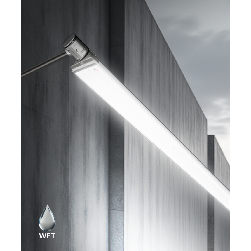 Alcon 31029 LED Exterior Linear Sign light shown in a silver finish.