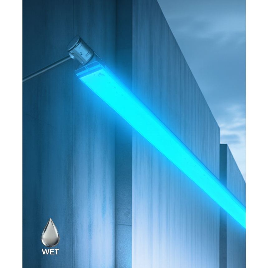 Alcon 31029 LED Exterior Linear Sign light shown in a silver finish.