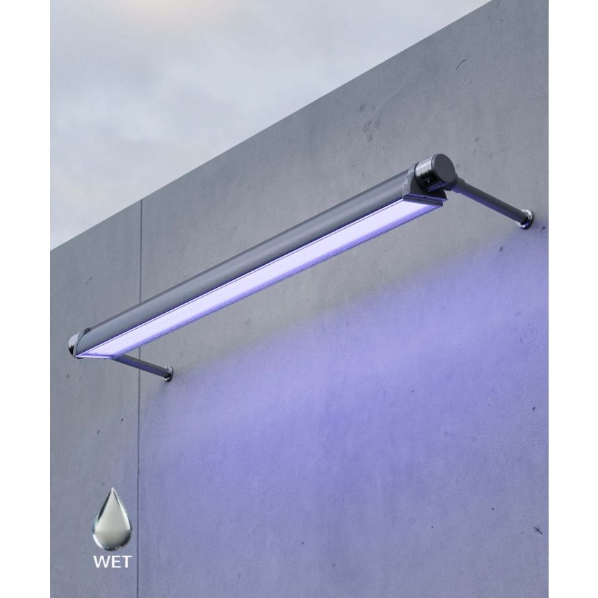 Alcon 31029 RGBW LED Exterior Linear Sign light shown in a silver finish.