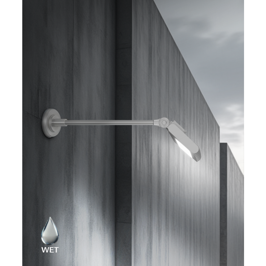Outdoor LED Commercial Sign Light 31030 shown in options of Aged Bronze, Black, Silver, or White finishes.