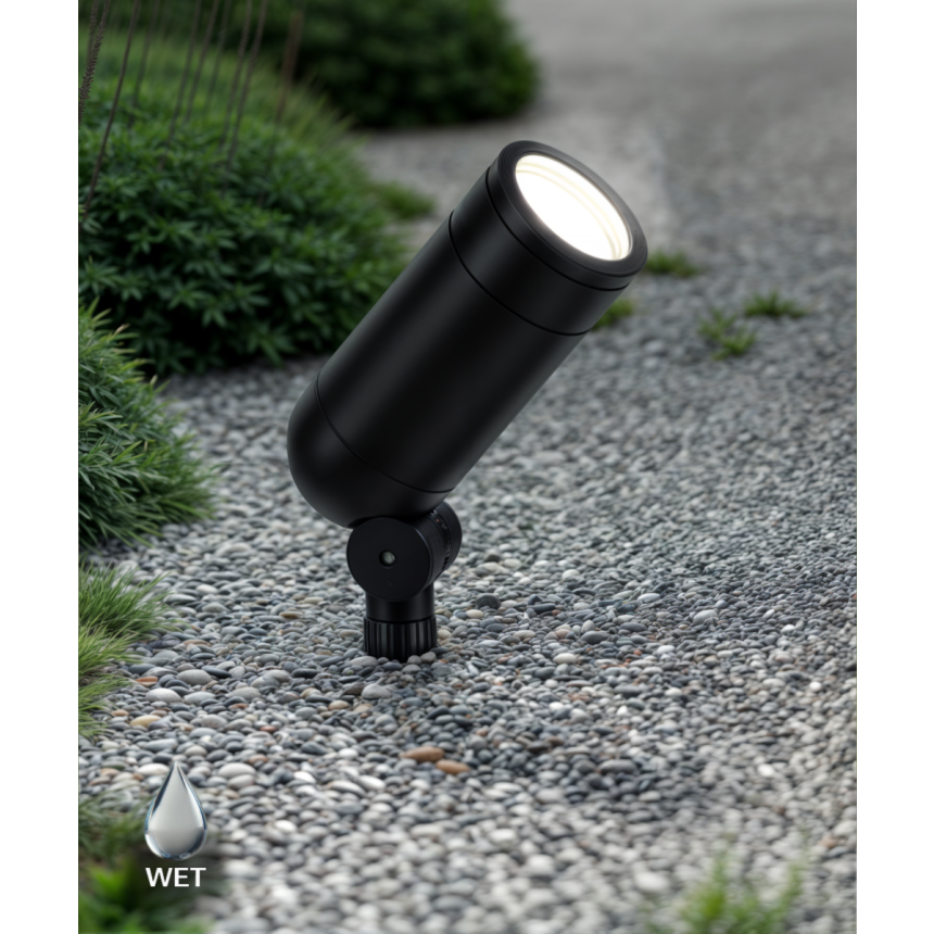 Alcon 9018 LED directional uplight shown in a black finish.
