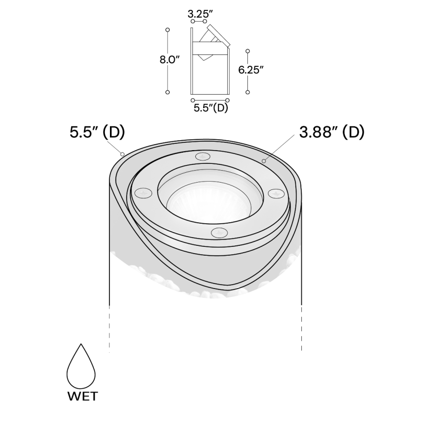 Alcon 9023 Low-Voltage 6-Inch Adjustable In-Ground LED Well Light