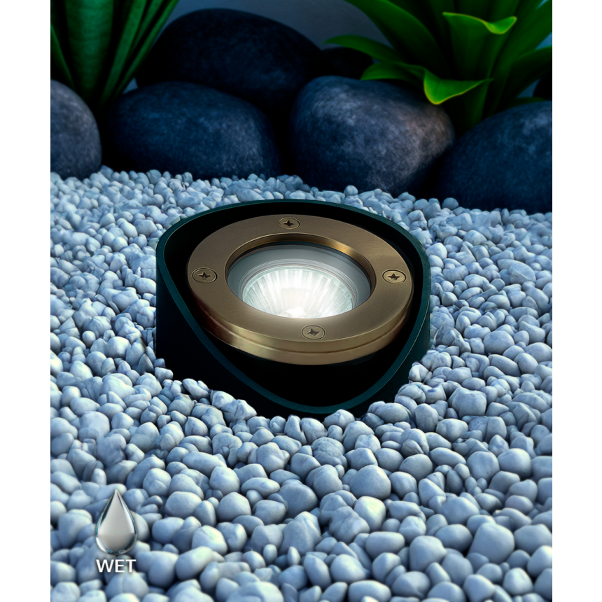 Alcon 9023 Low-Voltage 6-Inch Adjustable In-Ground LED Well Light shown in a aged bronze finish.