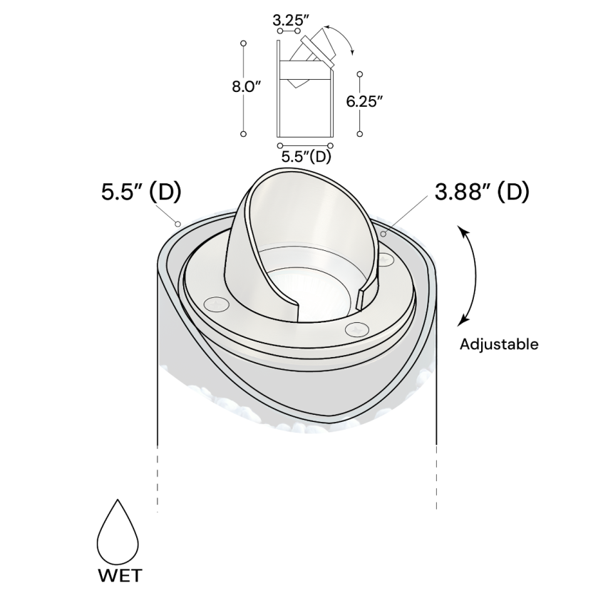 Alcon 9024 Low-Voltage 6-Inch Adjustable In-Ground LED Well Light shown in a aged bronze finish.