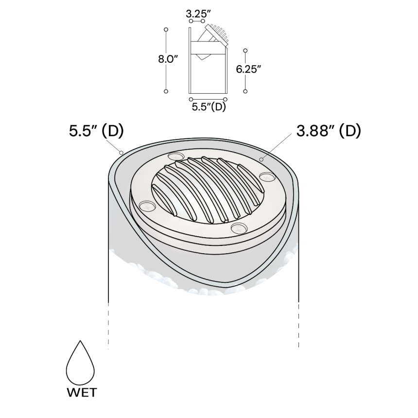 Alcon 9025 Low-Voltage 6-Inch Adjustable In-Ground LED Well Light