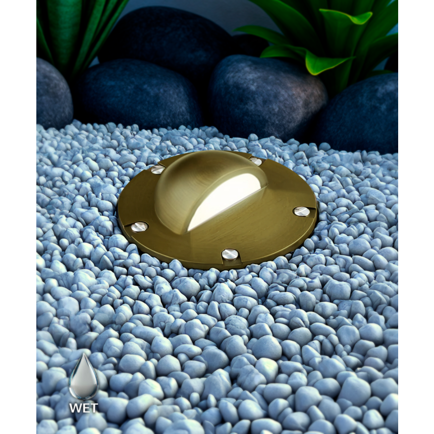 Alcon 9029 Low-Voltage 5-Inch In-Ground LED Well Light shown in a aged bronze finish.